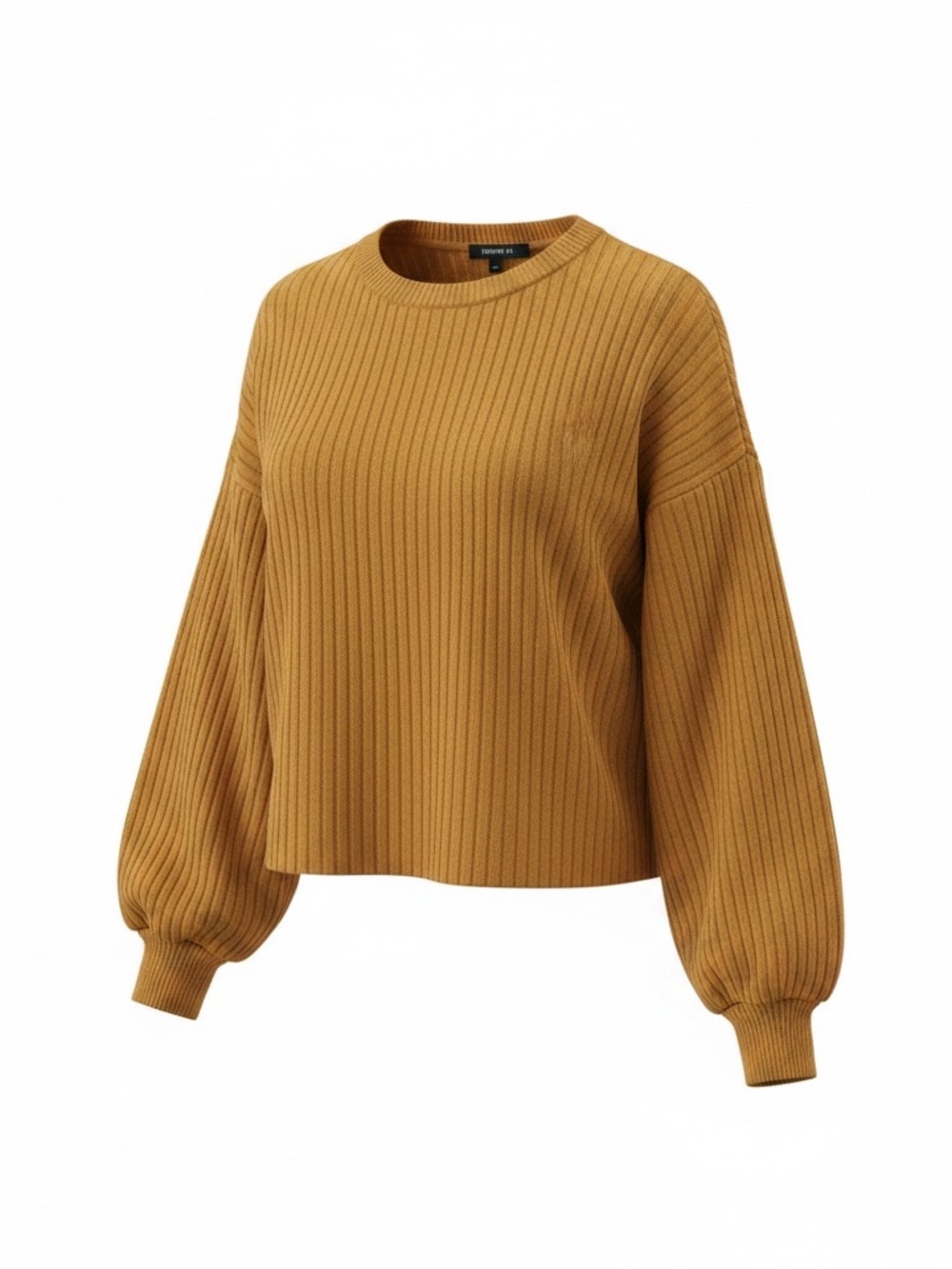 Forever 21 Mustard Ribbed Crew Neck Sweater